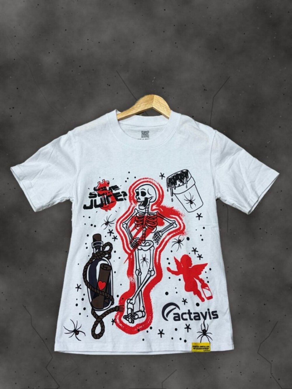 Awful Lot Of Cough Syrup Skeleton Graphic Tee White